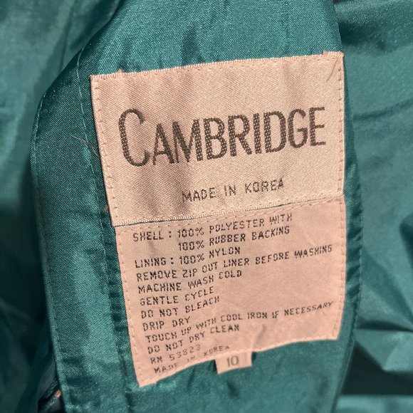 Cambridge Jackets & Coats Vintage Turquoise Cambridge Raincoat And